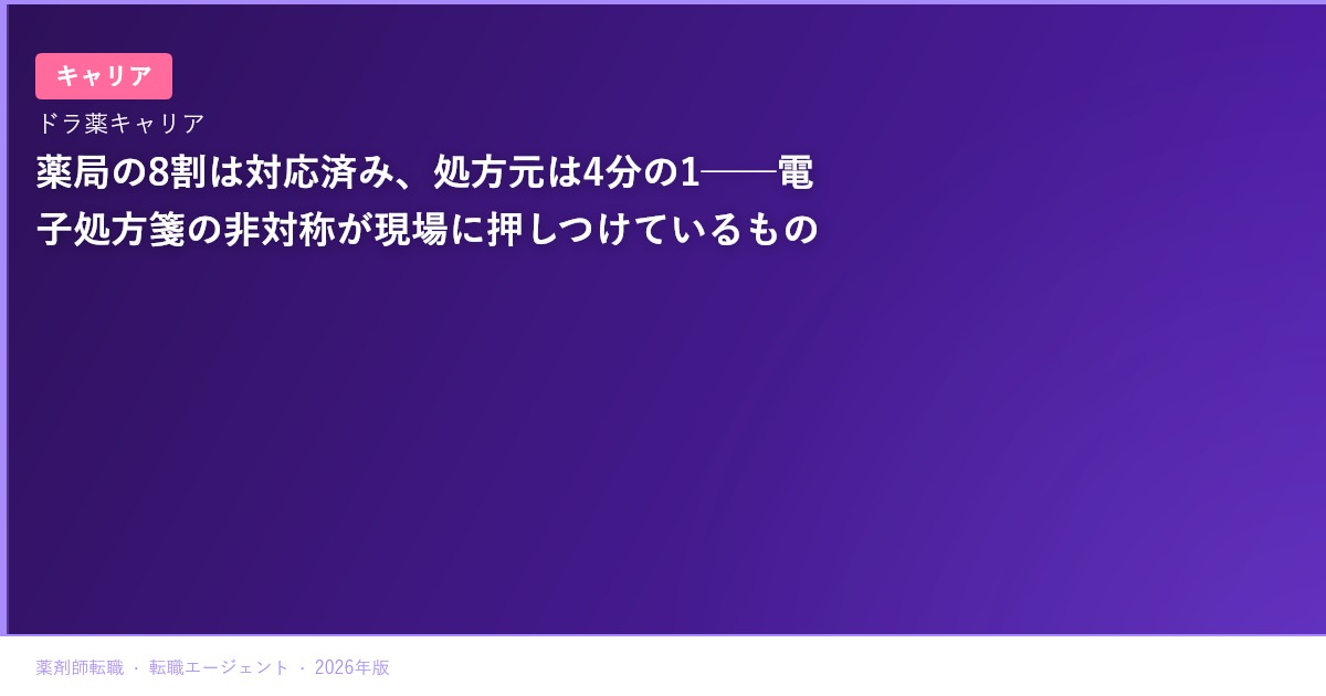 薬局の8割は対応済み、処方元は4分の1──電子処方箋の非対称が現場に押しつけているもの