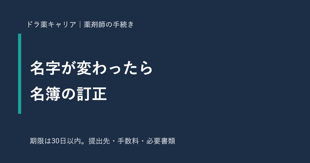 薬剤師名簿の訂正の手続き