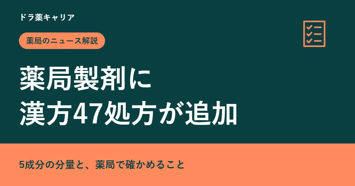 薬局製剤に漢方47処方が追加